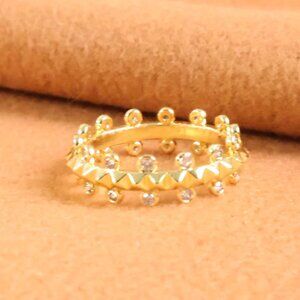 Kendra Scott Jada Gold Band Ring White CZ Size #7 Elegant Design